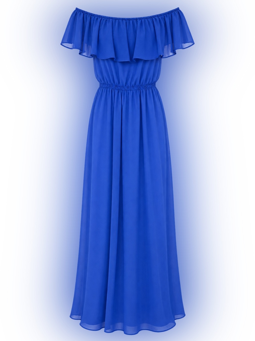 ASOS Cobalt Blue Sheer Off Shoulder Swim Cover Up Maxi Dress